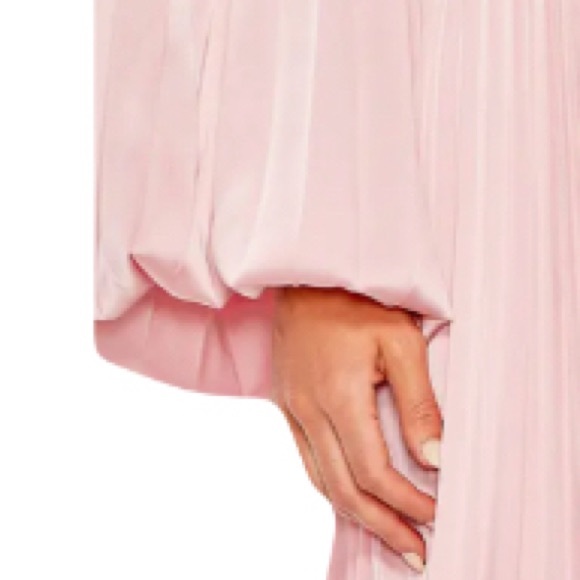 Ieena Mac Duggal Pink Pleated Open back Long sleeve Maxi Dress Gown sz 10 26737 - Picture 10 of 10